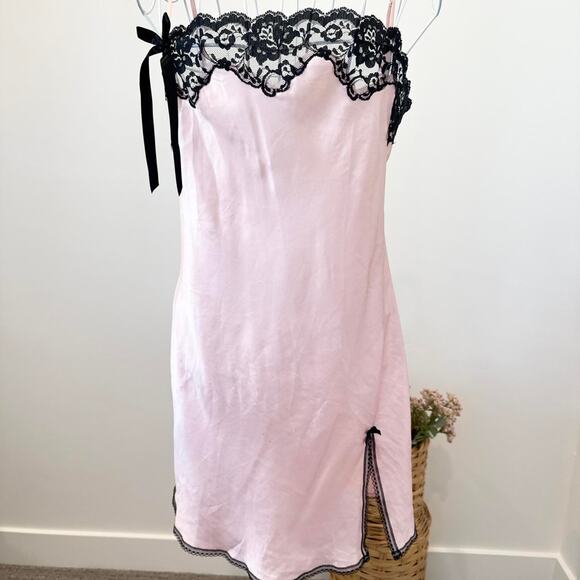 INSANE vintage Victorias secret y2k pink & black silky babydoll mini slip dress - Picture 3 of 7